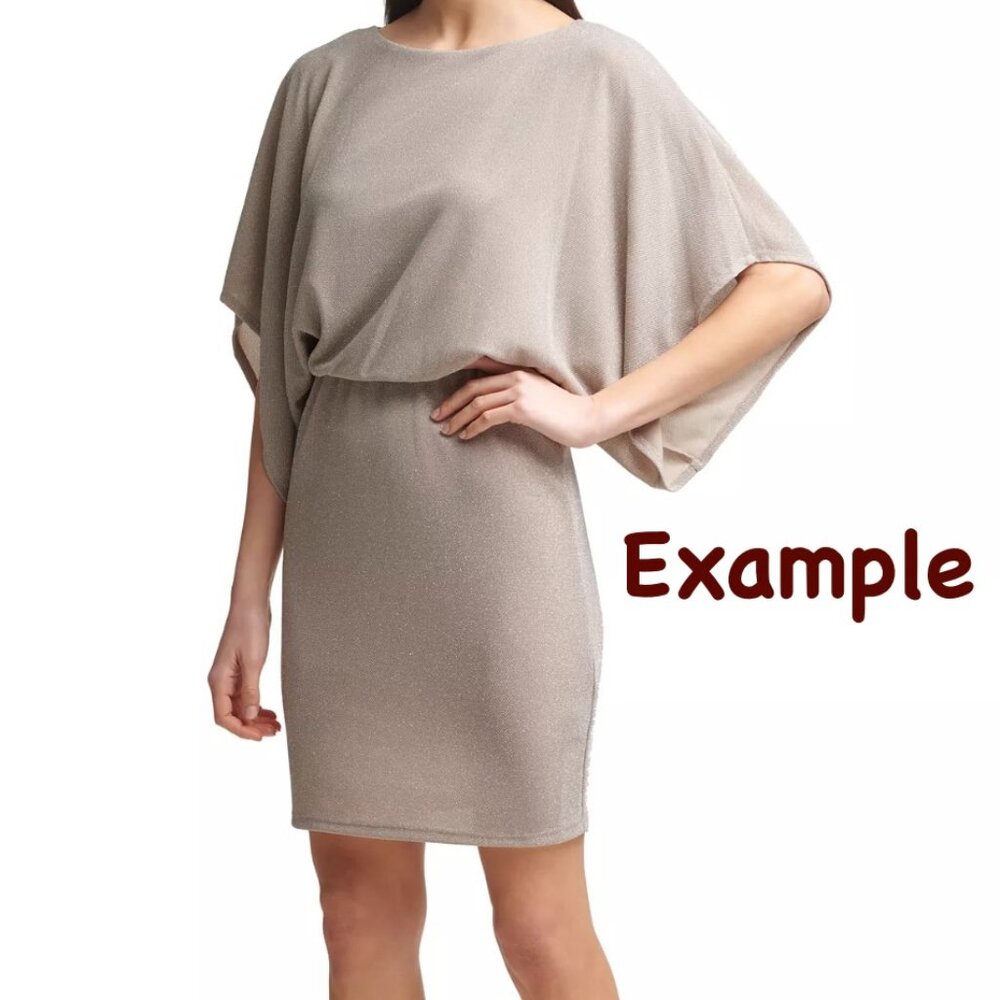 NWT!‎ Jessica Howard Womens 14 Metallic Blouson Dress Shimmery Taupe Party Sleek